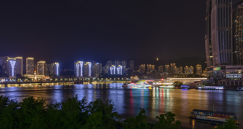 长江,河流,夜晚,照明设备,黄昏,渡轮,现代,船,著名景点,客轮