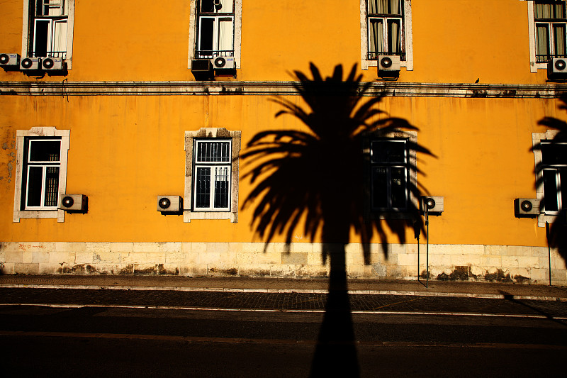 阴影,古城,建筑外部,棕榈树,葡萄牙,平衡折角灯,热带气候,云,黄昏,现代