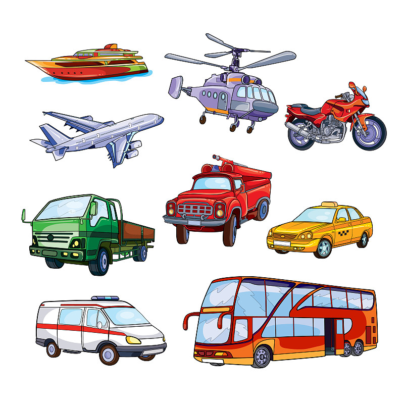 巴士,船,帆,卡车,直升机,汽车,交通方式,自行车,飞机,地铁