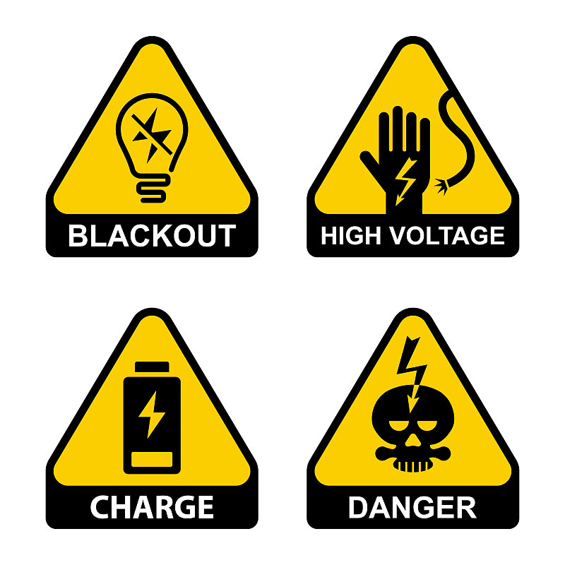 电,标签,安全的,计算机图标,注意高压标志,活力,风险,环境,电池