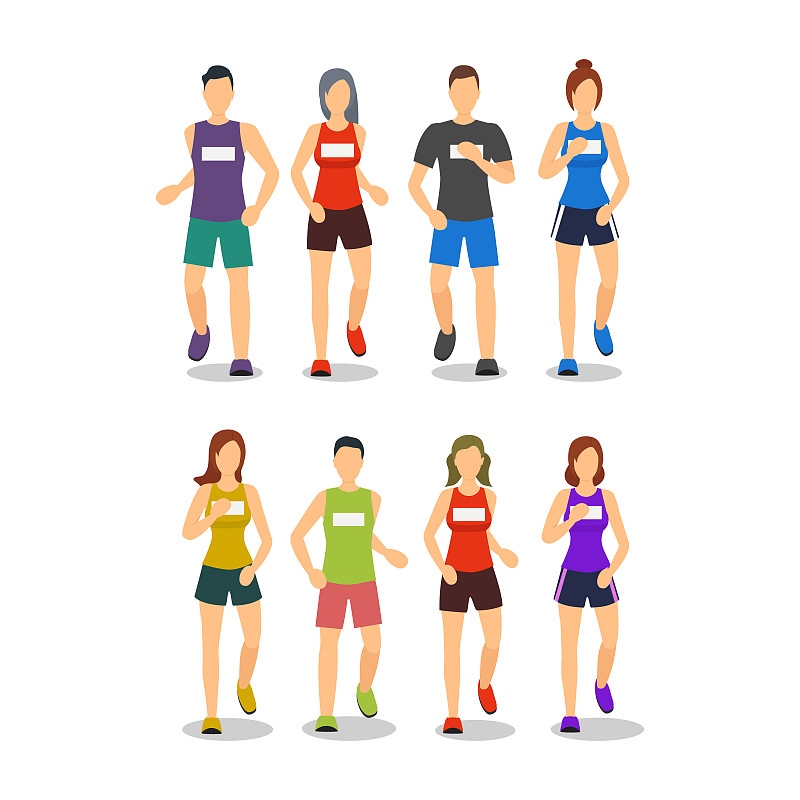 马拉松赛跑,性格,矢量,彩色图片,卡通,人,活力,贺卡,休闲游戏,运动
