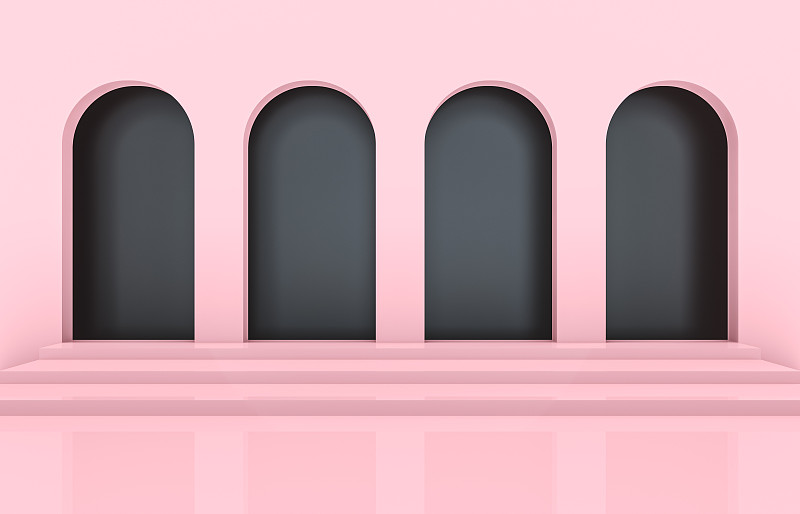 极简构图,几何形状,拱门,都市风光,表格,粉色背景,指挥台,背景