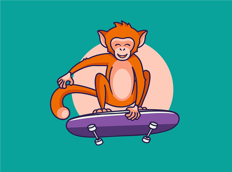猴子,乐趣,可爱的,运动,自由,技能,迅速,橙色,复古风格,猕猴