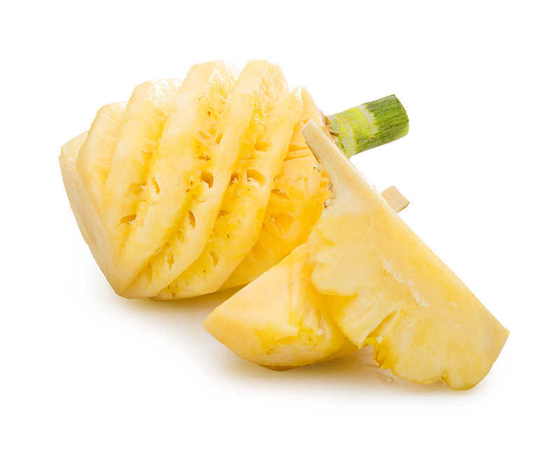切片食物,白色,熟的,菠萝,背景分离,分离着色