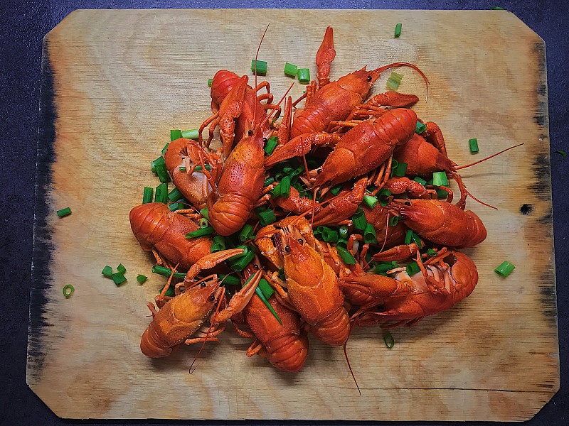 小龙虾,爪,煮食,红色,小吃,小洋葱,比尔,大块头,煮熟,摄影