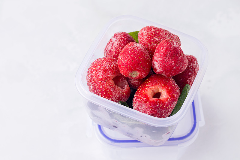 冻结的,留白,草莓,午餐盒,白色背景