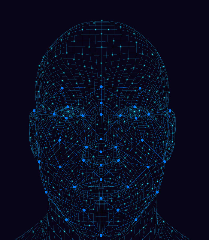 人的脸部,男性,身份,绘画插图,面部识别技术,矢量,接线框