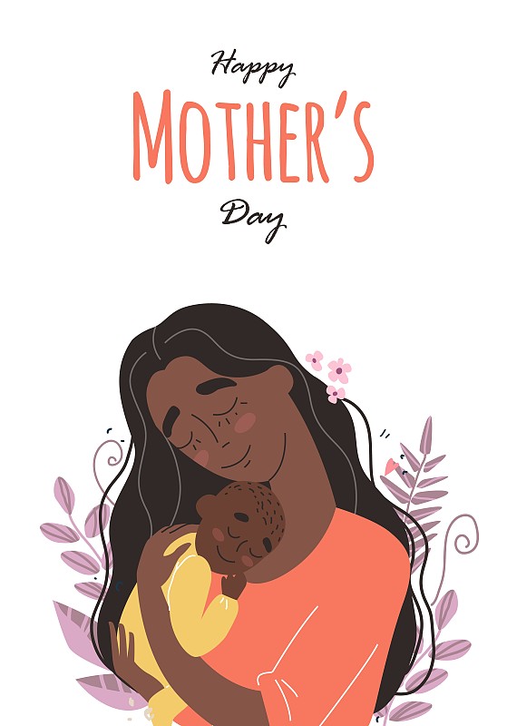 母亲节,婴儿,黑色,贺卡,母亲,非洲人,抱
