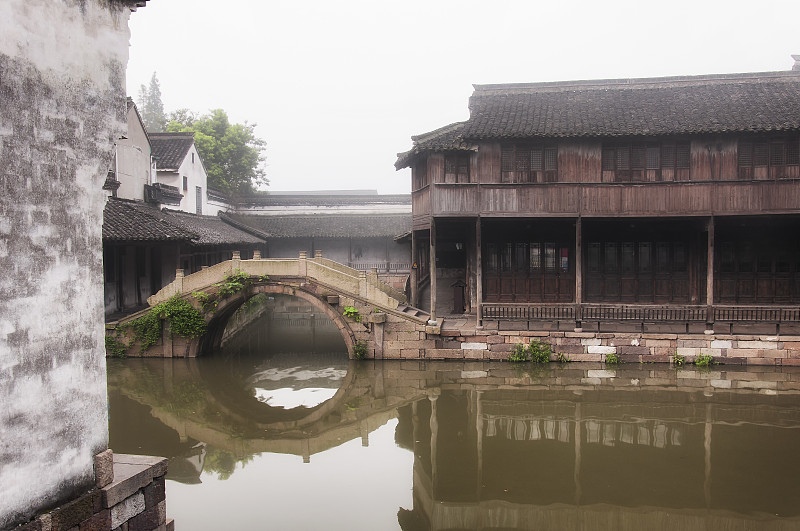 早晨,东,乌镇,中国,桐乡,都市风景,狭窄的,云,步行道路