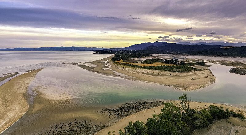新西兰南岛,河口,航拍视角,尼尔森区