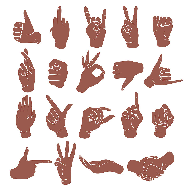 绘画插图,手腕,符号,简单,单色调,手,手指,矢量,漏字板,图标集