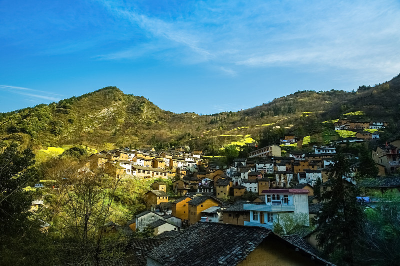 中国,山谷,山,乡村,自然美,安徽省,山脉,城镇景观,环境