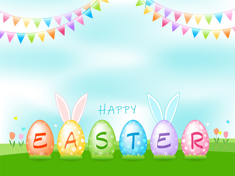 绘画插图,幸福,矢量,兔子,复活节,标语,复活节彩蛋