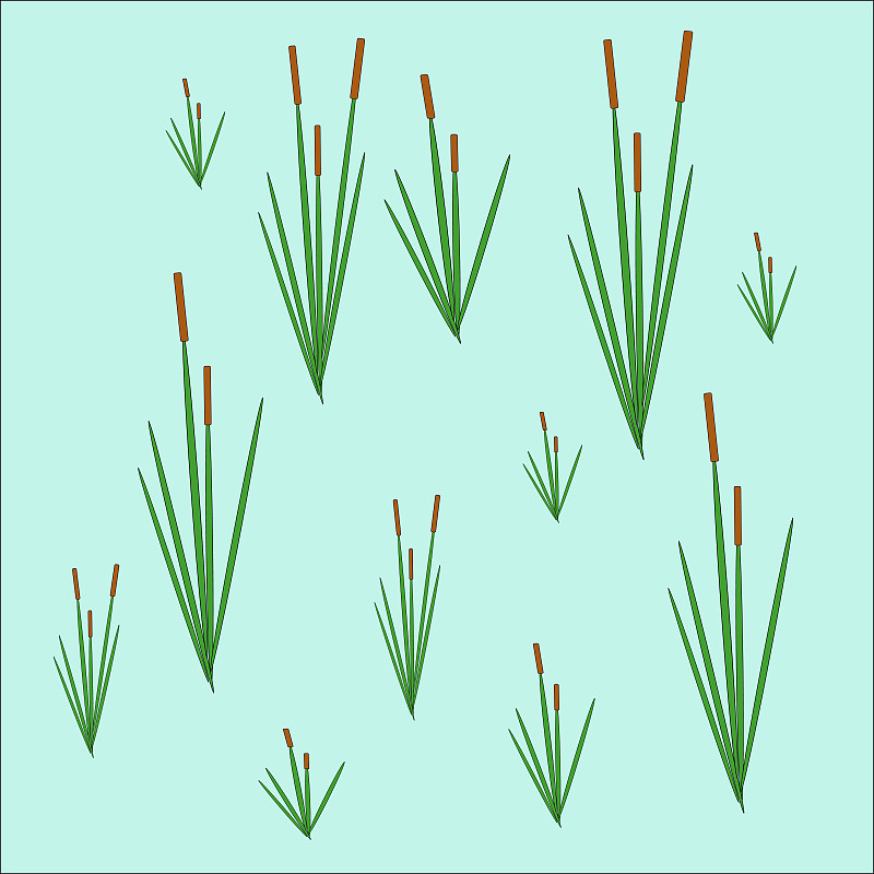 绘画插图,草,矢量,灌木,芦苇,蓝色背景,农业,简单,模板,画画