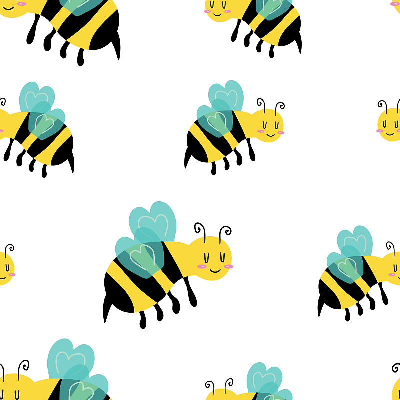 式样,卡通,蜜蜂,黄蜂,四方连续纹样,壁纸,可爱的,纺织品,矢量,背景