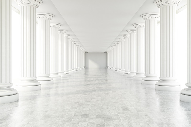 走廊,白色,抽象,透视图,商务,空的,几何形状,长的,直的,地板