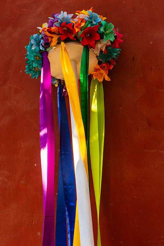 五月柱,传统,橙色,墨西哥,舞蹈,休闲活动,进行中,乐趣,花