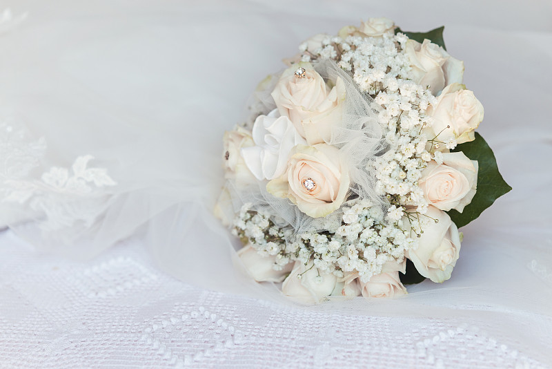 特写,婚礼,白色背景,花束,玫瑰,清新,湿,周年纪念