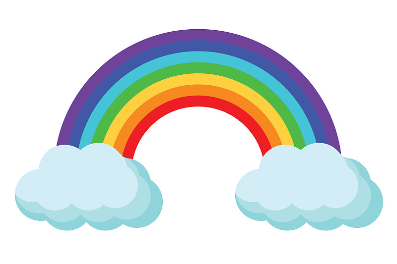 彩虹,明亮,矢量,云,绘画插图,分离着色,白色背景,背景分离,环境,弯曲