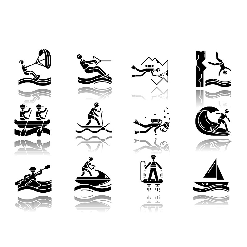 黑色,飞行板运动,绘画插图,水上运动,矢量,跳崖,符号,兴奋,跳水,冲浪