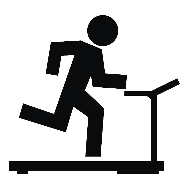 矢量,计算机图标,黑色,一个人,跑步机,活力,运动,背景分离,跑,剪影