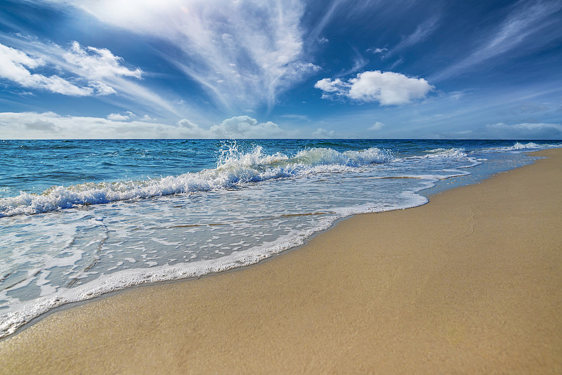 海滩,海洋,蓝色,天空,沙子,夏天,地形,放松,度假