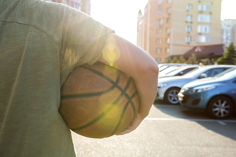 球体,特写,篮球运动员,背面视角,拿着,活力,部分,运动