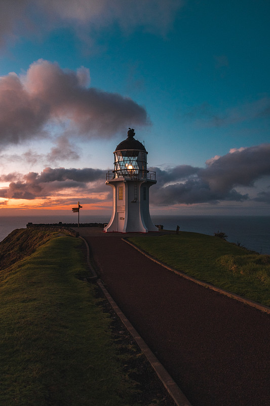 Cape,Reinga,灯塔楼,云,塔斯曼海,户外,晴朗,自然,建筑外部,符号