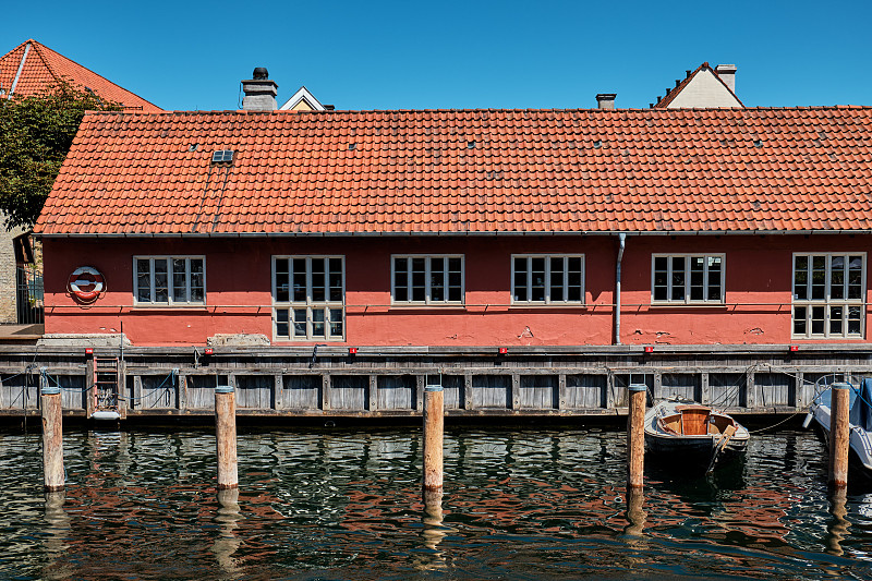 建筑外部,瓷砖,哥本哈根,运河,热,斯堪的纳维亚半岛,海港,船,屋顶