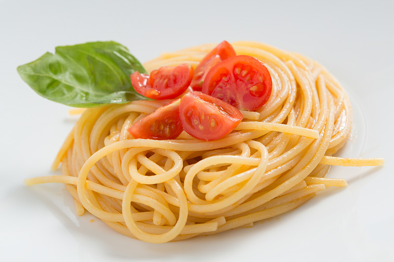 意大利面,罗勒,茄酱,樱桃番茄,青铜,传统,清新,背景分离,碳水化合物,食品