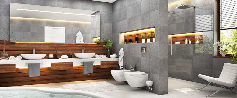 浴室,现代,灰色,华贵,舒服,地板,瓷砖,住宅内部,三维图形,建筑