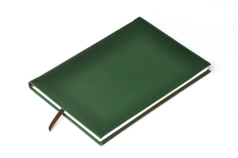 皮革,笔记本,暗色,绿色,商务,螺线,空的,背景分离,环境,泰国
