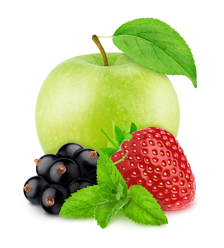 浆果,白色背景,苹果,清新,分离着色,夏天,黑加仑,暗色,背景分离,色彩鲜艳