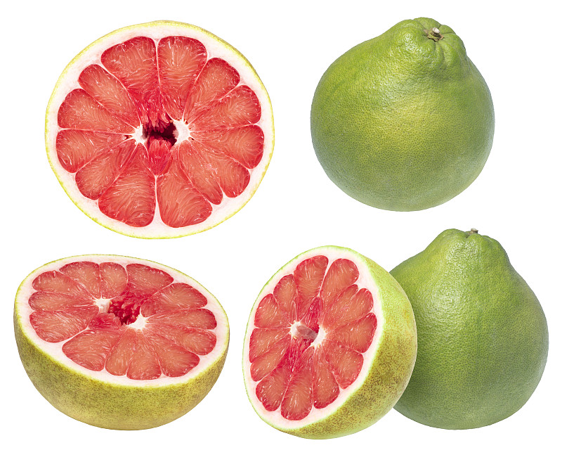 柚子,柑橘属,红色,白色背景,背景分离,分离着色,剪贴路径,横截面,部分,清新