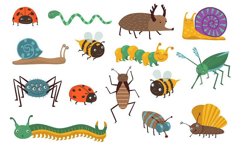 卡通,昆虫,舞台,背景分离,甲虫,动物,蛾,鸟类,儿童,蜜蜂