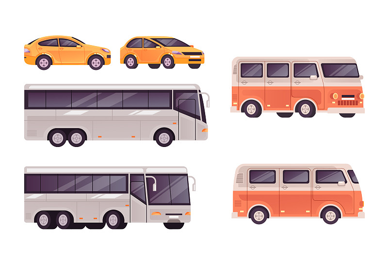 卡通,巴士,绘画插图,矢量,汽车,分离着色,平坦的,载人车,图表设计师,城市生活