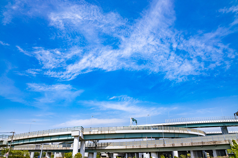 天空,高架桥,公路,蓝色,旅途,易接近性,汽车,交通,直的,运输大楼