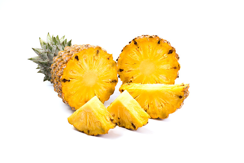 菠萝,清新,熟的,白色背景,横截面,部分,热带气候,食品,泰国,果汁