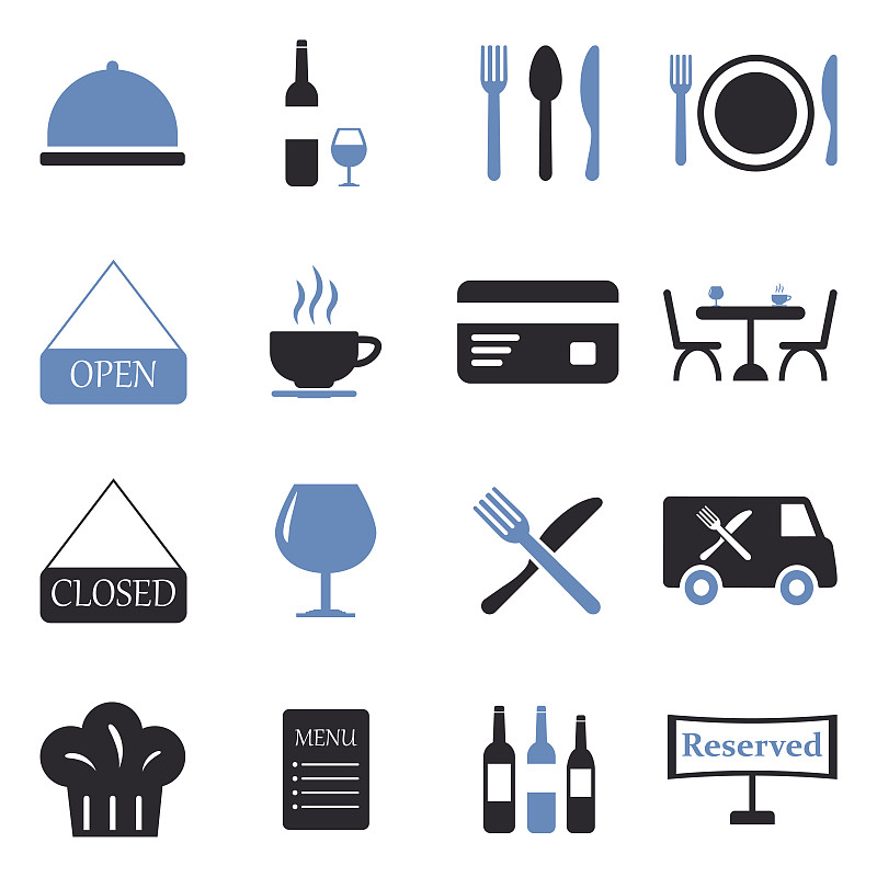 双色,绘画插图,餐馆,扁平化设计,矢量,计算机图标,菜单,一个物体,咖啡杯,卡车