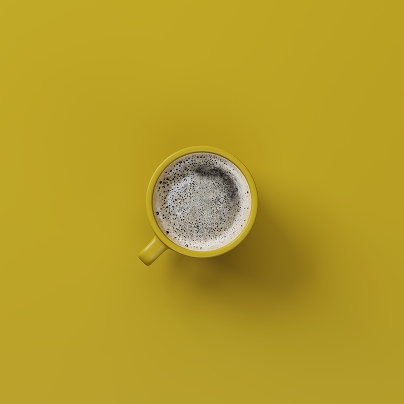 咖啡,黑色,黄色,杯,黄色背景,热,暗色,一个物体,咖啡杯,背景分离