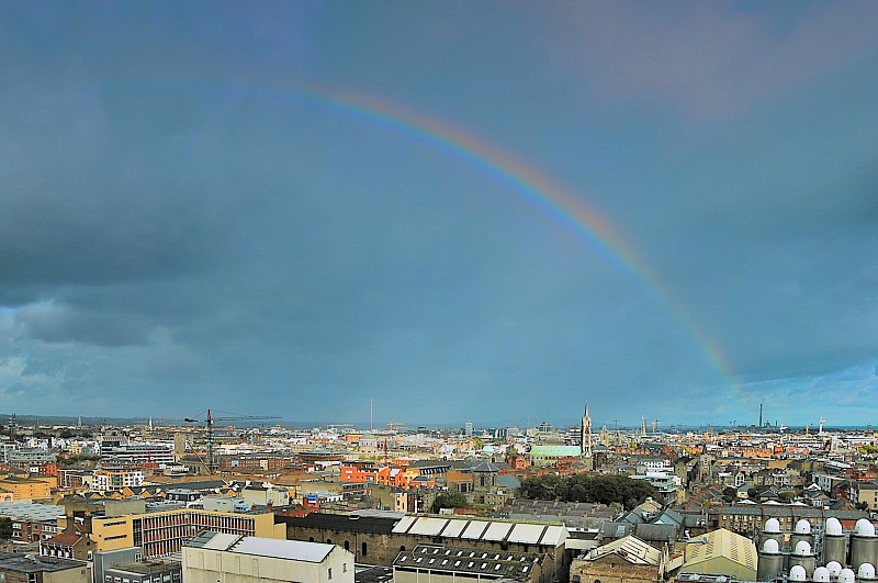 彩虹,都市风景,都柏林,爱尔兰都柏林,云,著名景点,屋顶,背景,户外,天空