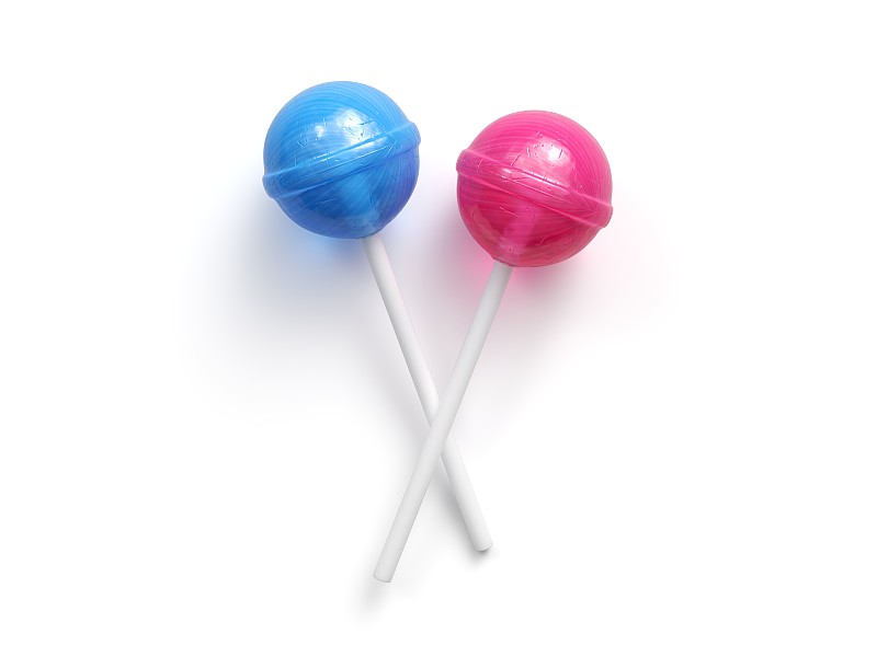 三维图形,粉色,蓝色,棒棒糖,分离着色,白色背景,球体,浪漫,糖果,棍