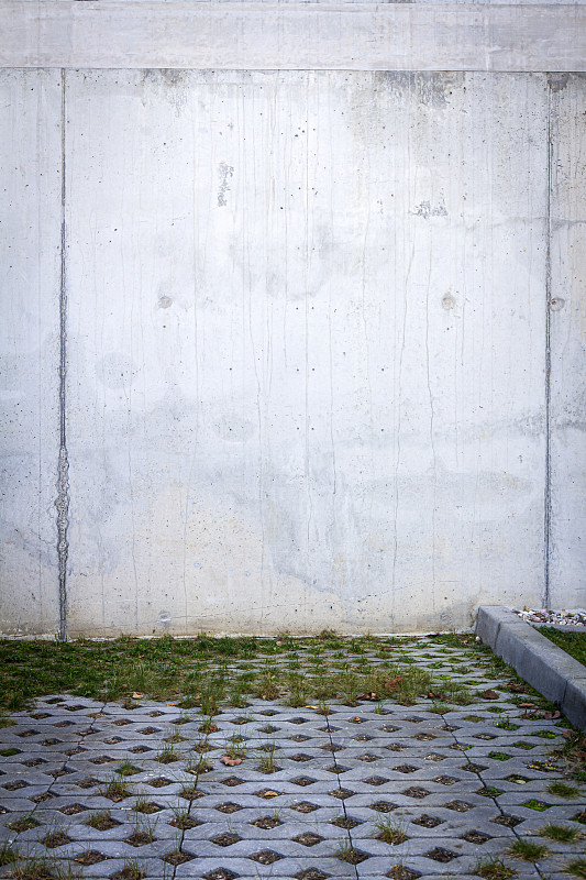 草,绿色,混凝土墙,立陶宛共和国,空的,灰色,地板,步行道路,瓷砖,现代