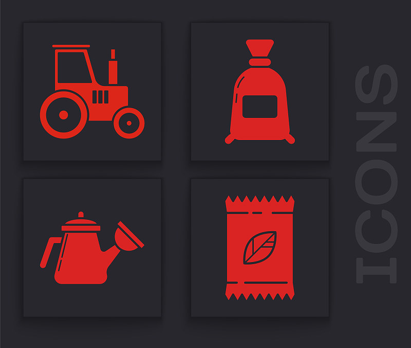 面粉,拖拉机,种子,计算机图标,植物,矢量,充满的,喷壶,农业,一个物体
