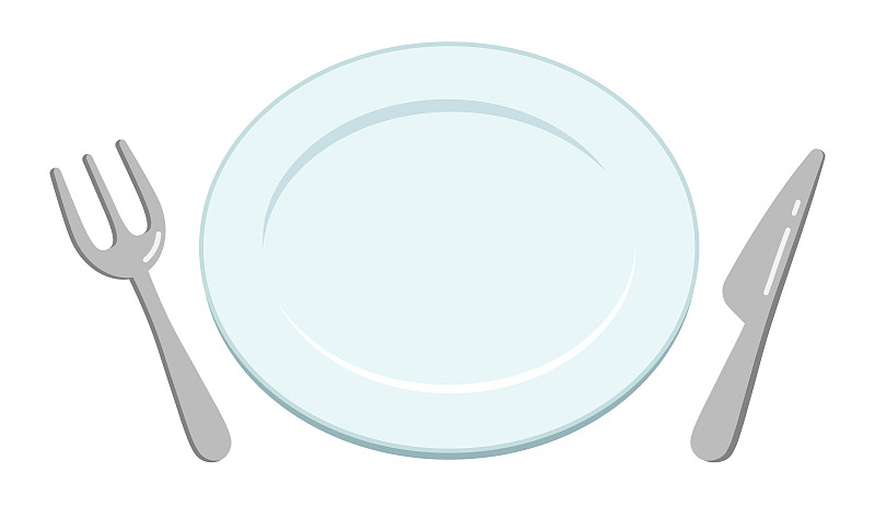 极简构图,盘子,绘画插图,无人,白色,银餐具,简单,餐具,甜点心,空板
