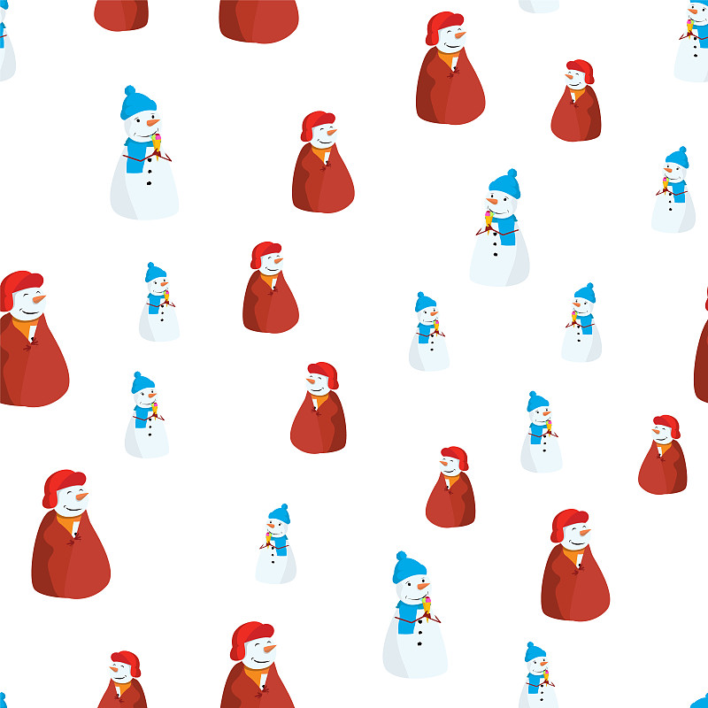 四方连续纹样,绘画插图,圣诞节,雪人,矢量,背景,可爱的,白色,哈萨克斯坦,红色