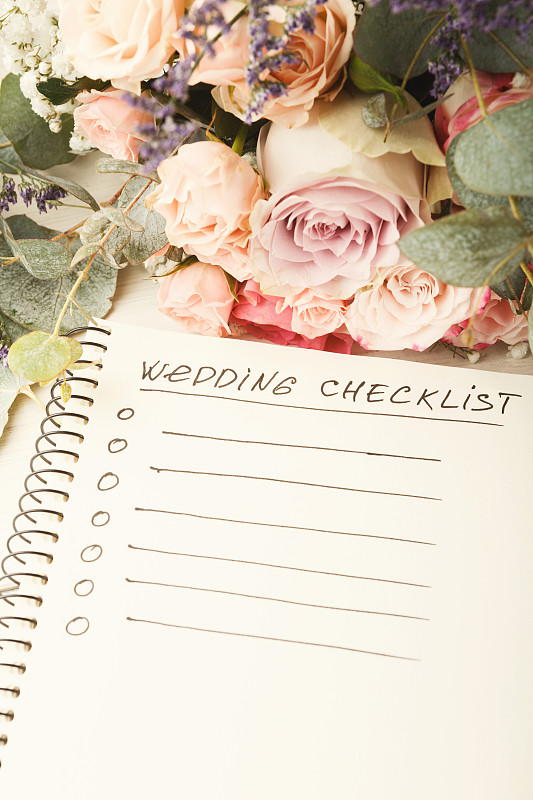 检查表,玫瑰,婚礼,花束,信函,模板,个人备忘录,自然,白昼,日记