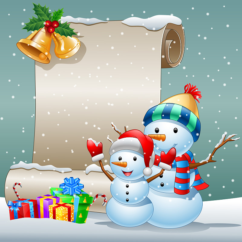冬天,雪人,圣诞卡,包装纸,背景,请柬,贺卡,空的,卷,雪
