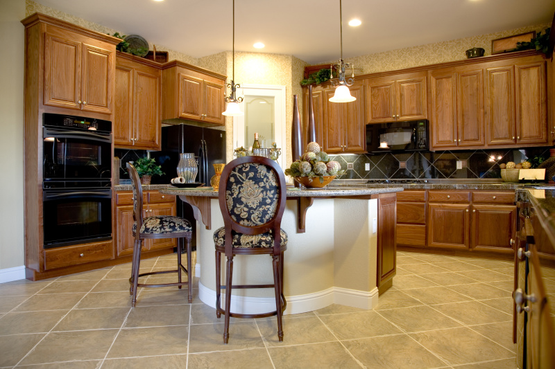 厨房,华贵,房屋,古典风格,新的,瓷砖,地板,室内,炊具