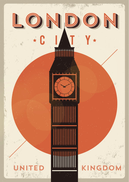 英国剪影英国旅游海报